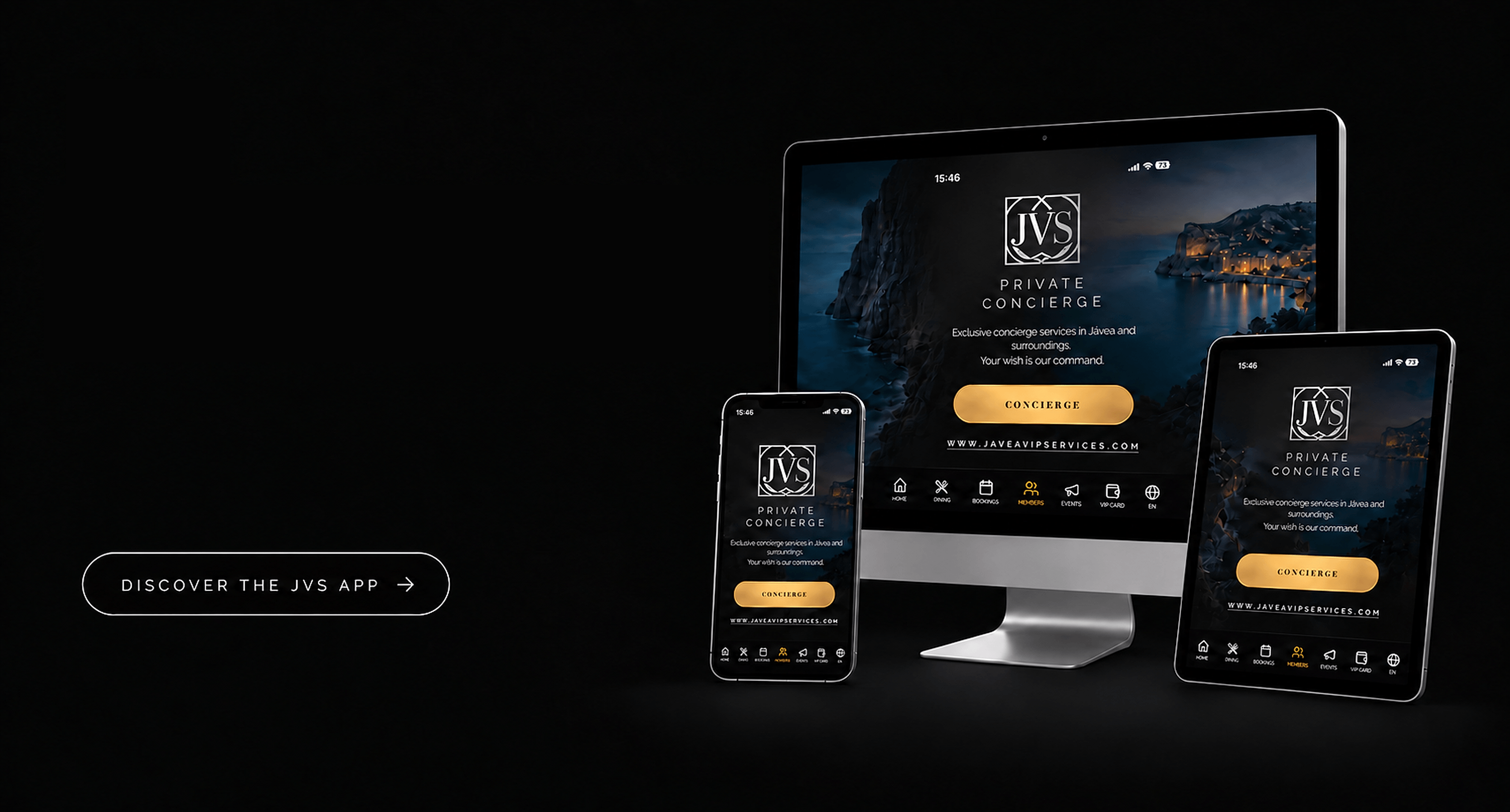 JVS members’ app presented on desktop, phone and tablet